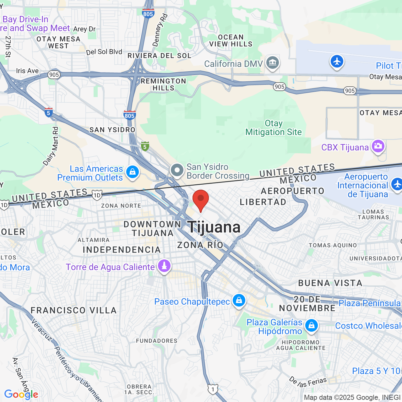 Google map image of our location in Paseo del Centenario 9580, Suite 604 Tijuana, B.C.